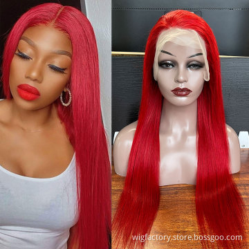 13x4 Lace Front Red Human Hair Wig, Remy Indian Human Hair Wigs Unprocessed ,Human Straight Hair Wig Pre Plucked